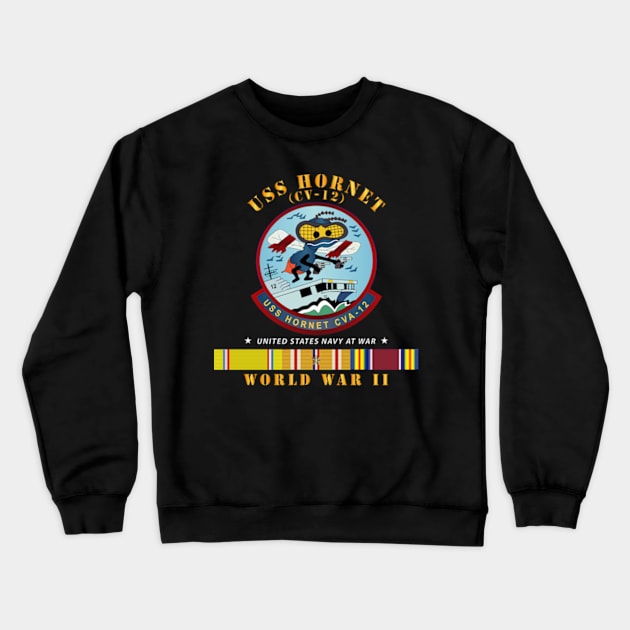 USS Hornet (CV-12) - WWII w PAC SVC Crewneck Sweatshirt by twix123844